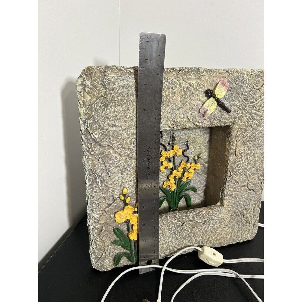 Vintage Slate Decorative Night Wall Lamp Standing Floral Butterfly Design 11” - Picture 11 of 12